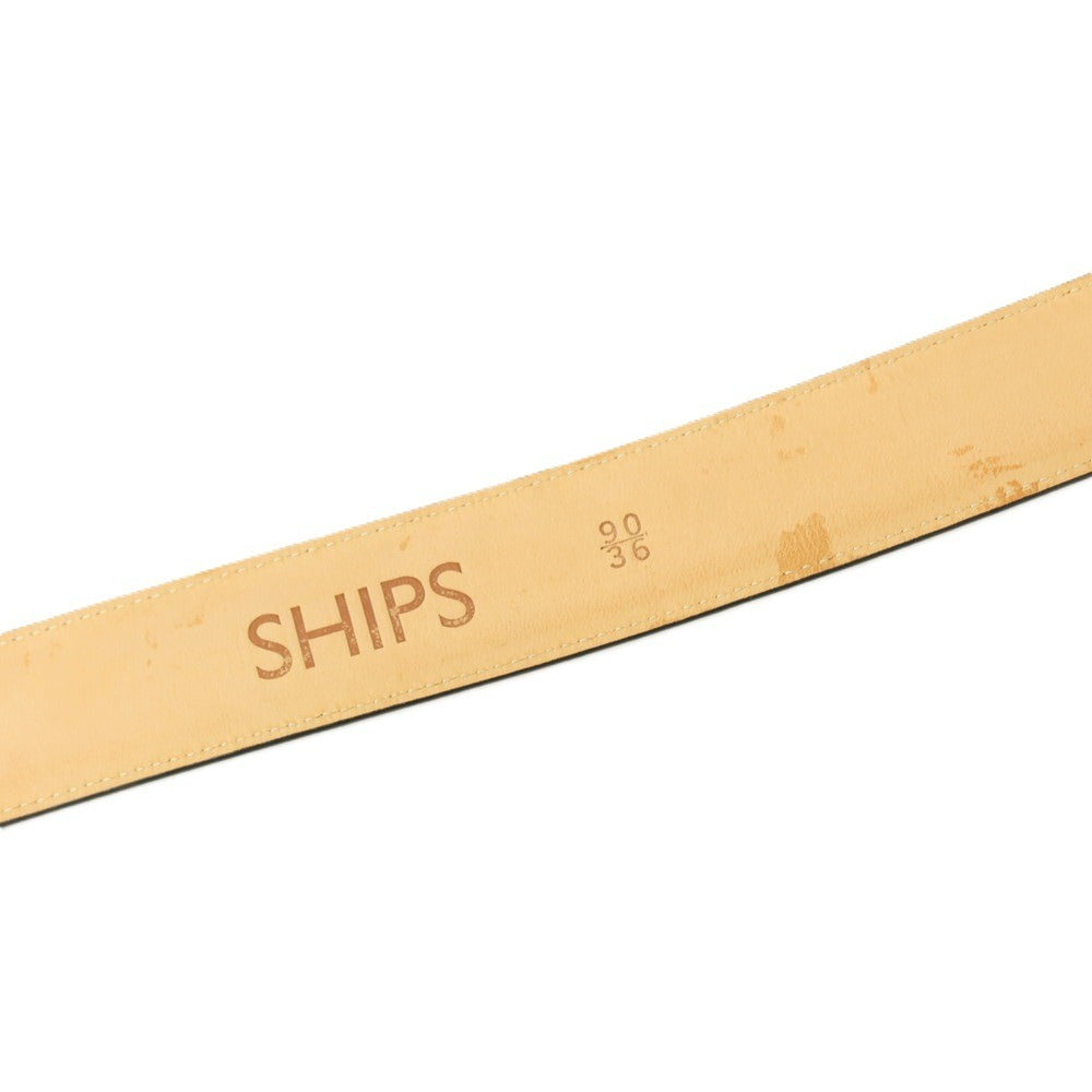 【中古】シップス SHIPS フレンチカーフ レザー ベルト ブラックxシルバー【サイズ90】【 状態ランクC 】【 メンズ 】