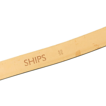 【中古】シップス SHIPS フレンチカーフ レザー ベルト ブラックxシルバー【サイズ90】【 状態ランクC 】【 メンズ 】