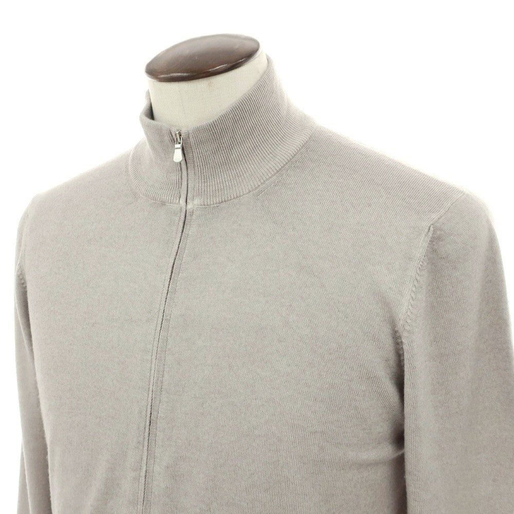 【中古】グランサッソ GRAN SASSO ウール スタンドカラー ダブルジップ カーディガン グレー【サイズ50】【 状態ランクC 】【 メンズ 】