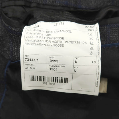 【中古】ルイジ ビアンキ マントヴァ Luigi Bianchi Mantova ウール チェック 2つボタンスーツ ダークグレーxネイビー【サイズ46】【 状態ランクC 】【 メンズ 】