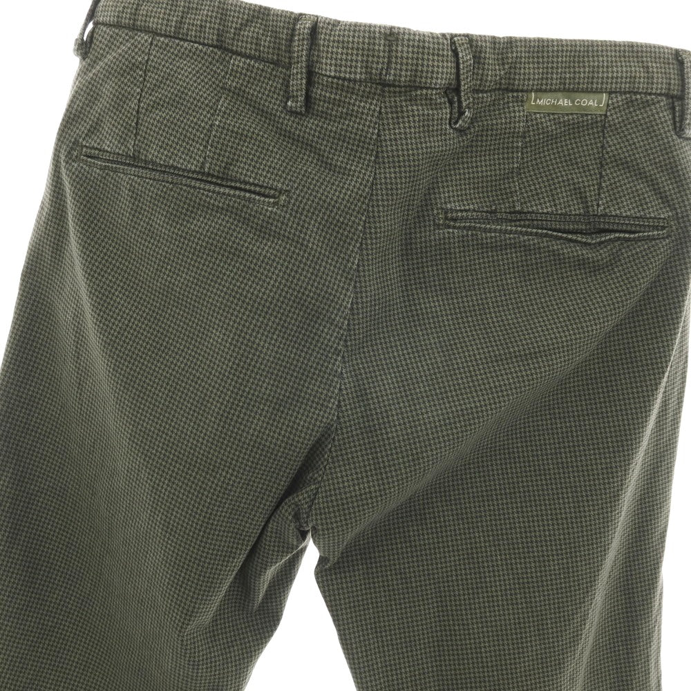 【中古】マイケルコール MICHAEL COAL CAPRI コットンポリウレタン ハウンドトゥース カジュアルスラックスパンツ グリーン【サイズ44】【 状態ランクB 】【 メンズ 】