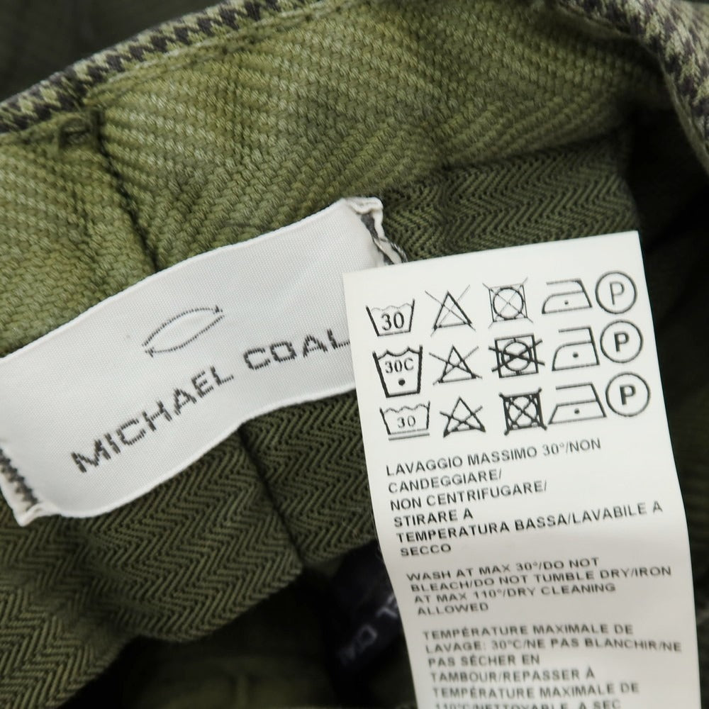 【中古】マイケルコール MICHAEL COAL CAPRI コットンポリウレタン ハウンドトゥース カジュアルスラックスパンツ グリーン【サイズ44】【 状態ランクB 】【 メンズ 】