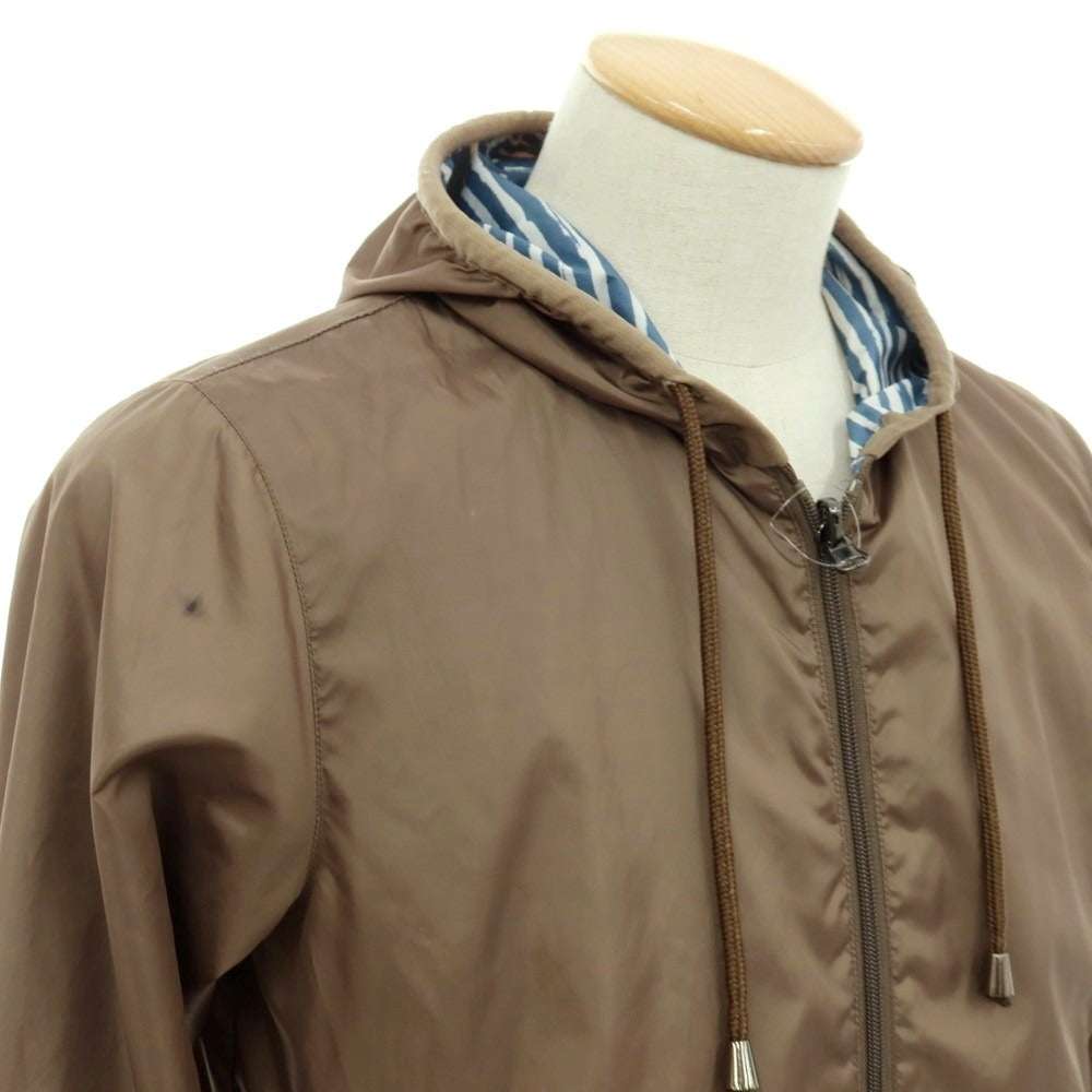 【中古】アルテア Altea リバーシブル ポリエステル ダブルジップ フーデッドブルゾン ブラウン系xダルブルー×ホワイト【サイズXS】【 状態ランクC 】【 メンズ 】
