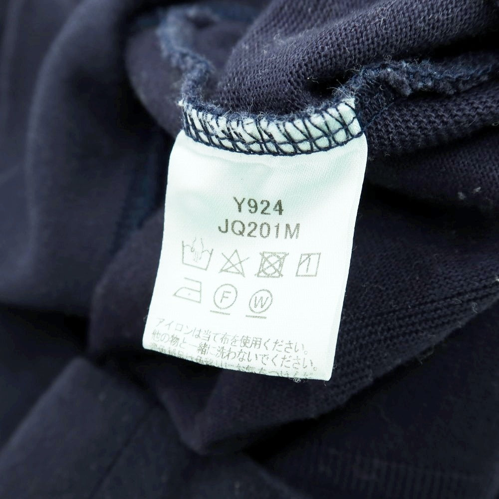 【中古】スリードッツ three dots コットン ジャカード チェック クルーネック 長袖Ｔシャツ ネイビー【サイズS】【 状態ランクC 】【 メンズ 】
