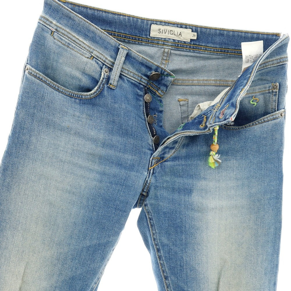 【SALE30%OFF/返品不可】【中古】シビリア SIVIGLIA ストレッチ コットン デニムパンツ ジーンズ ライトブルー【 サイズ29 】【 状態ランクC 】【 メンズ 】