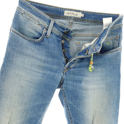 【SALE30%OFF/返品不可】【中古】シビリア SIVIGLIA ストレッチ コットン デニムパンツ ジーンズ ライトブルー【 サイズ29 】【 状態ランクC 】【 メンズ 】