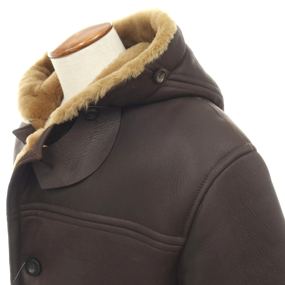 【新品アウトレット】ルッフォ RUFFO ナッパムートン レザー フーデッドコート ブラウン【サイズ48】【 状態ランクN- 】【 メンズ 】