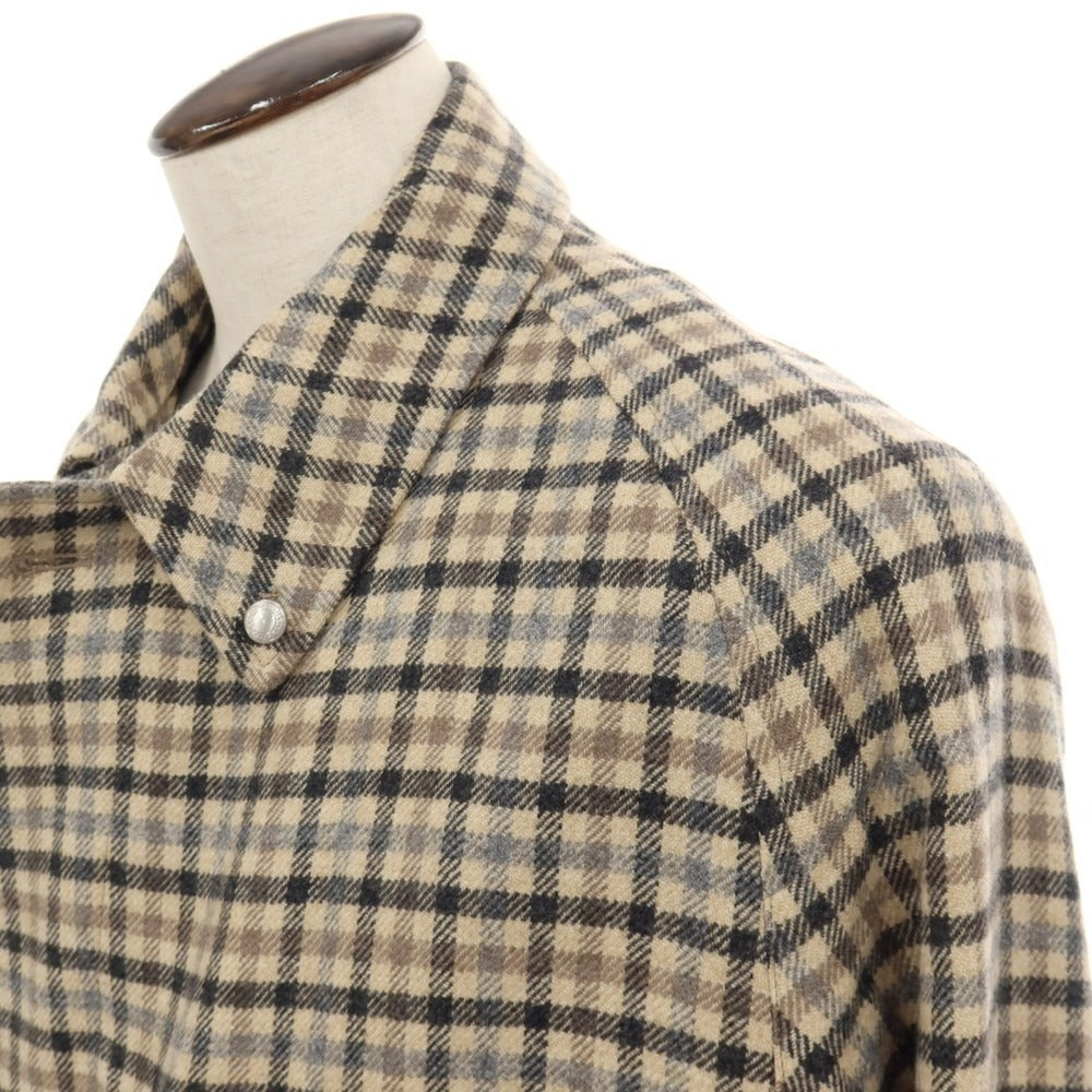 【新品】ホワイトリーアンドグリーン Whiteley&amp;Green ウールカシミヤ チェック ハダースフィールド ベルテッド ステンカラーコート ベージュxブラック【サイズ40】【 状態ランクN 】【 メンズ 】