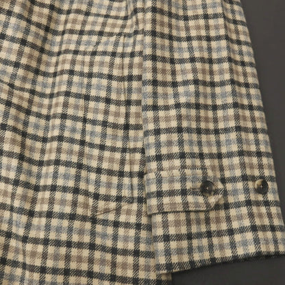 【新品】ホワイトリーアンドグリーン Whiteley&amp;Green ウールカシミヤ チェック ハダースフィールド ベルテッド ステンカラーコート ベージュxブラック【サイズ40】【 状態ランクN 】【 メンズ 】