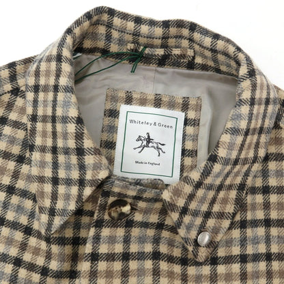 【新品】ホワイトリーアンドグリーン Whiteley&amp;Green ウールカシミヤ チェック ハダースフィールド ベルテッド ステンカラーコート ベージュxブラック【サイズ40】【 状態ランクN 】【 メンズ 】