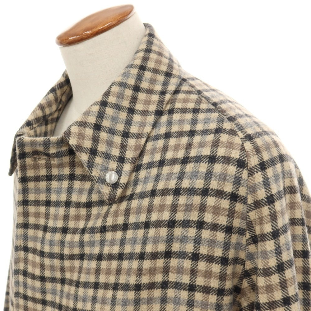 【新品】ホワイトリーアンドグリーン Whiteley&amp;Green ウールカシミヤ チェック ハダースフィールド ベルテッド ステンカラーコート ベージュxブラック【サイズ38】【 状態ランクN 】【 メンズ 】