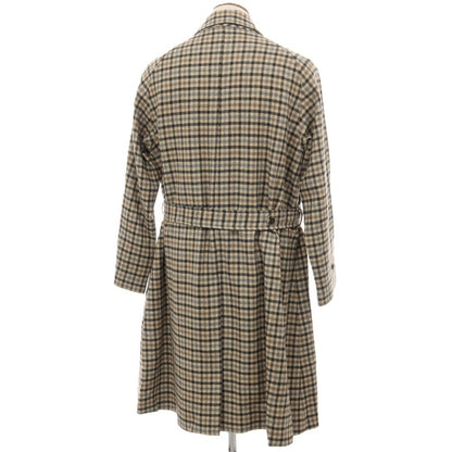 【新品】ホワイトリーアンドグリーン Whiteley&amp;Green ウールカシミヤ チェック ハダースフィールド ベルテッド ステンカラーコート ベージュxブラック【サイズ38】【 状態ランクN 】【 メンズ 】