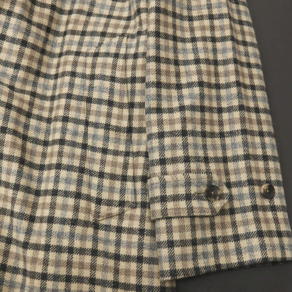 【新品】ホワイトリーアンドグリーン Whiteley&amp;Green ウールカシミヤ チェック ハダースフィールド ベルテッド ステンカラーコート ベージュxブラック【サイズ38】【 状態ランクN 】【 メンズ 】