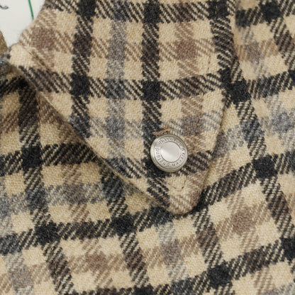 【新品】ホワイトリーアンドグリーン Whiteley&amp;Green ウールカシミヤ チェック ハダースフィールド ベルテッド ステンカラーコート ベージュxブラック【サイズ38】【 状態ランクN 】【 メンズ 】