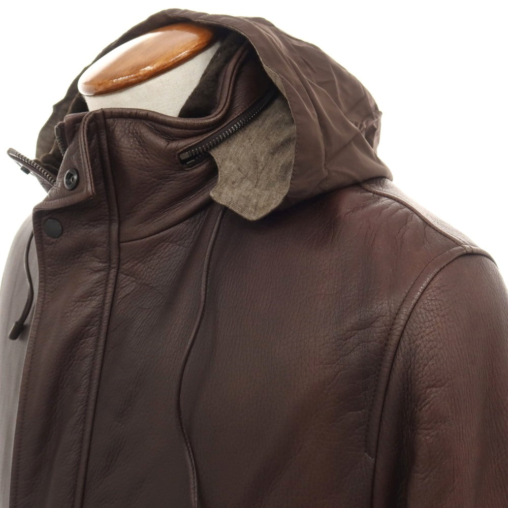 【中古】セラファン SERAPHIN 鹿革 ディアレザー 中綿入りコート ダークブラウン【サイズ48】【 状態ランクD 】【 メンズ 】