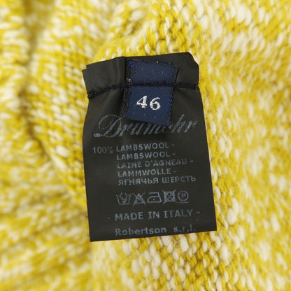 【新品】ドルモア DRUMOHR ジーロンラムウール Vネック プルオーバーニット イエローxホワイト【サイズ46】【 状態ランクN 】【 メンズ 】