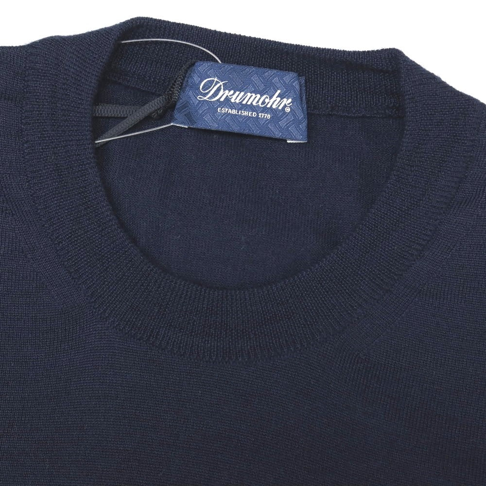 【新品】ドルモア DRUMOHR ハイゲージ カシミヤウールシルク クルーネック プルオーバーニット ネイビー【サイズ44】【 状態ランクN 】【 メンズ 】