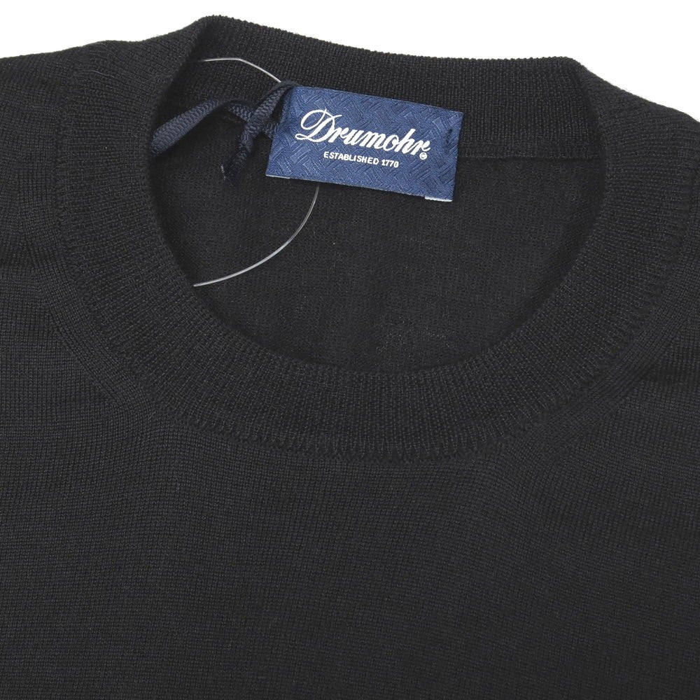 【新品アウトレット】ドルモア DRUMOHR ハイゲージ カシミヤウールシルク クルーネック プルオーバーニット ブラック【サイズ46】【 状態ランクN- 】【 メンズ 】
