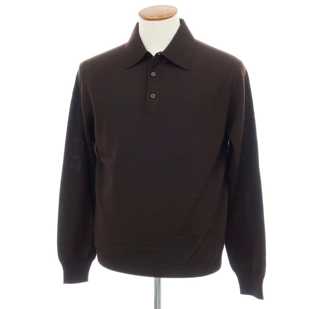 【新品】クルチアーニ CRUCIANI ウール 長袖 ポロニット ダークブラウン【サイズ48】【 状態ランクN 】【 メンズ 】