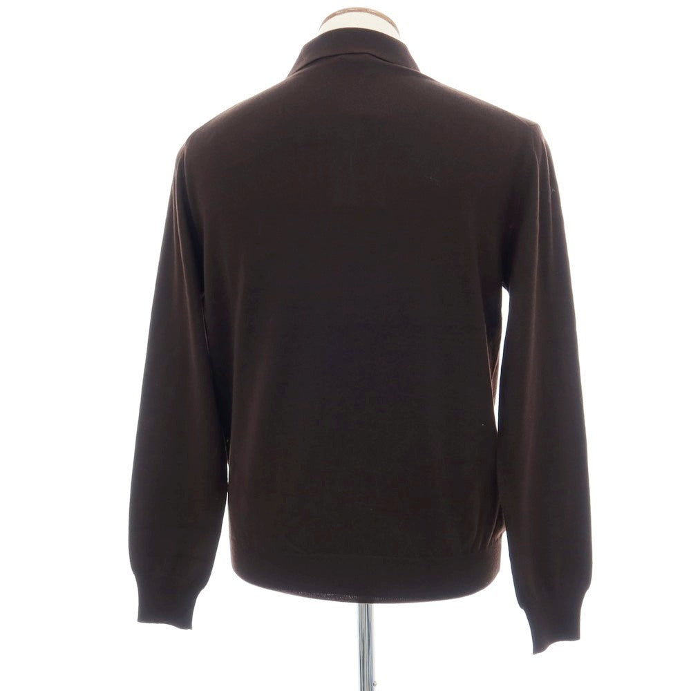 【新品】クルチアーニ CRUCIANI ウール 長袖 ポロニット ダークブラウン【サイズ48】【 状態ランクN 】【 メンズ 】