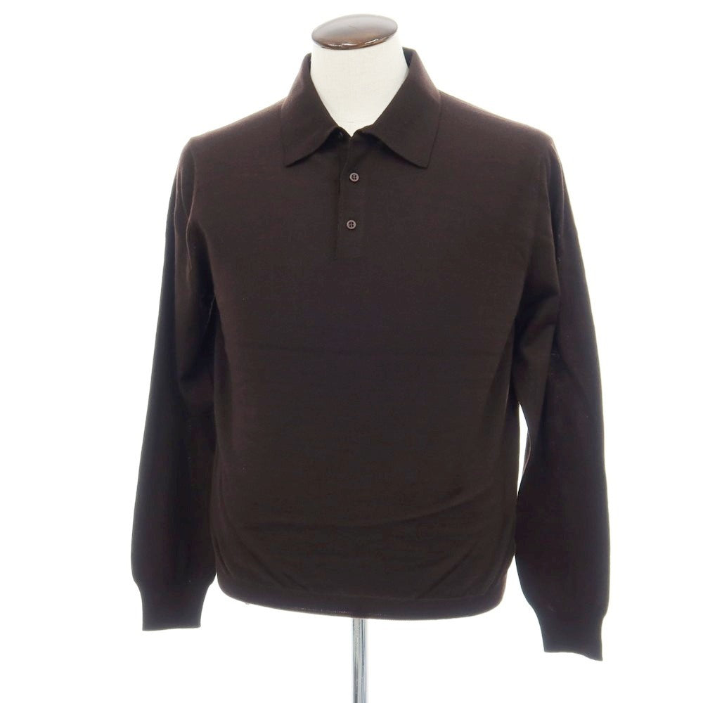 【新品】クルチアーニ CRUCIANI ウール 長袖 ポロニット ダークブラウン【サイズ50】【 状態ランクN 】【 メンズ 】