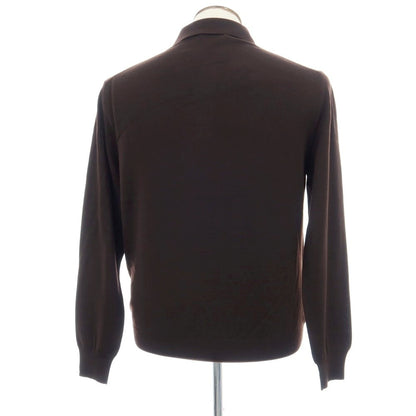 【新品】クルチアーニ CRUCIANI ウール 長袖 ポロニット ダークブラウン【サイズ50】【 状態ランクN 】【 メンズ 】