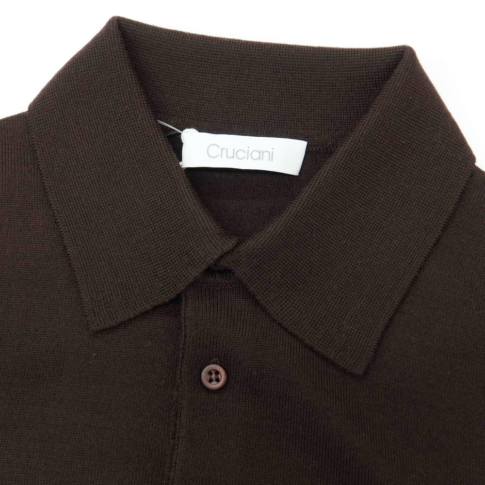 【新品】クルチアーニ CRUCIANI ウール 長袖 ポロニット ダークブラウン【サイズ50】【 状態ランクN 】【 メンズ 】