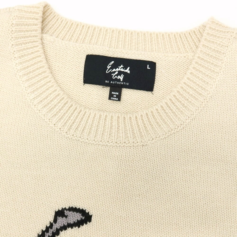 【中古】イーストサイドゴルフ Eastside Golf ポリエステルアクリルナイロンウール スウィングマン セーター プルオーバーニット ライトベージュ【サイズL】【 状態ランクB 】【 メンズ 】