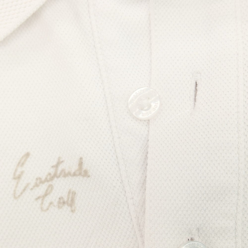 【中古】イーストサイドゴルフ Eastside Golf コットンポリエステル 鹿の子 フロッキーロゴプリント 半袖ポロシャツ ホワイトxグレージュ【サイズ表記なし（XXL位）】【 状態ランクB 】【 メンズ 】