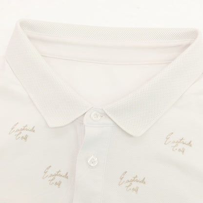 【中古】イーストサイドゴルフ Eastside Golf コットンポリエステル 鹿の子 フロッキーロゴプリント 半袖ポロシャツ ホワイトxグレージュ【サイズ表記なし（XXL位）】【 状態ランクB 】【 メンズ 】
