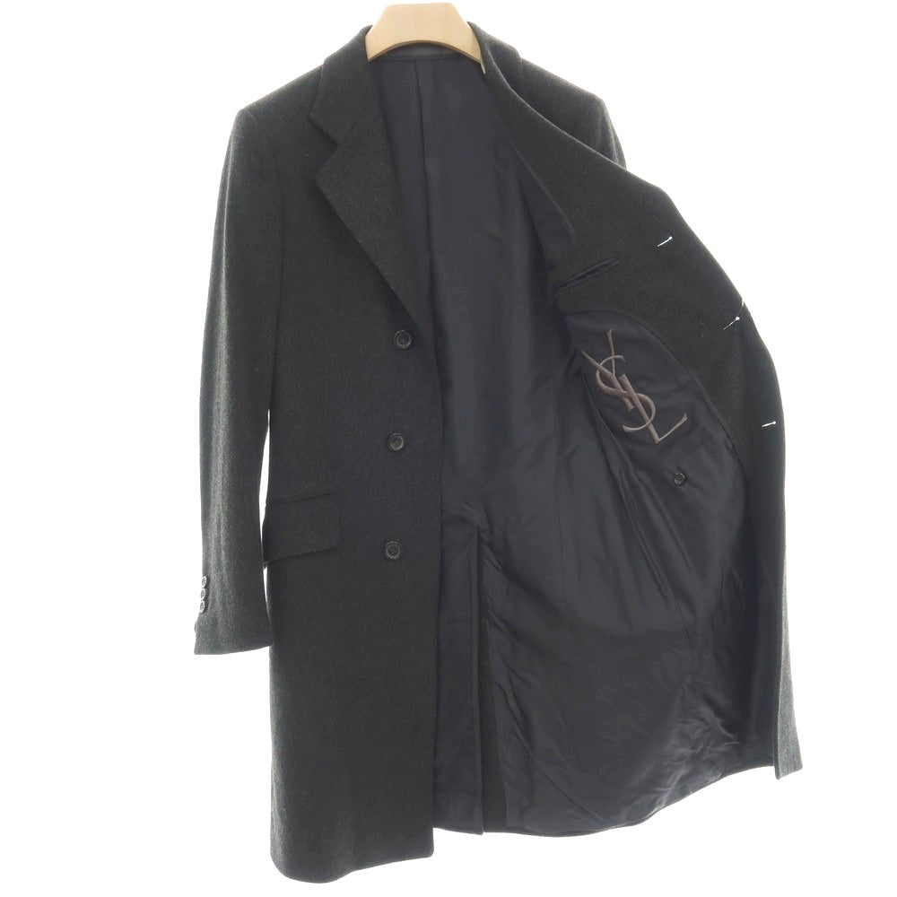 【中古】イヴサンローランリヴゴーシュ Yves Saint Laurent rive gauche トムフォード期 ウール チェスターフィールドコート チャコールグレー【サイズ44】【 状態ランクC 】【 メンズ 】