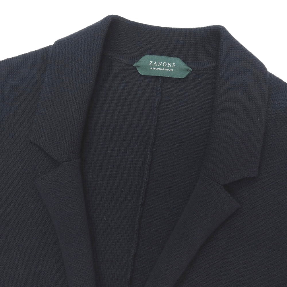 【中古】ザノーネ ZANONE コットン ダブル6B ニットジャケット ネイビー【サイズ44】【 状態ランクB 】【 メンズ 】