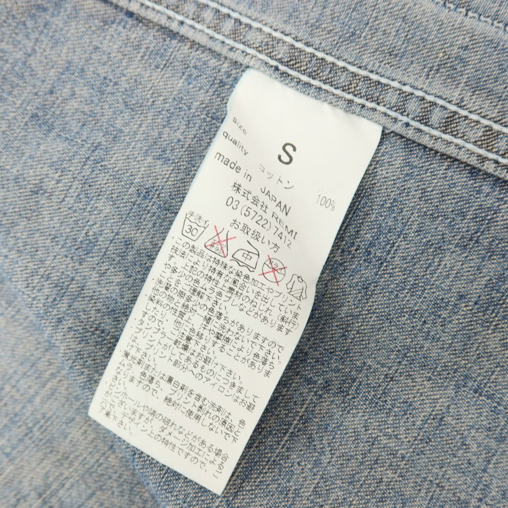 【中古】レミレリーフ REMI RELIEF コットン ノーカラー デニムジャケット ブルー【サイズS】【 状態ランクC 】【 メンズ 】