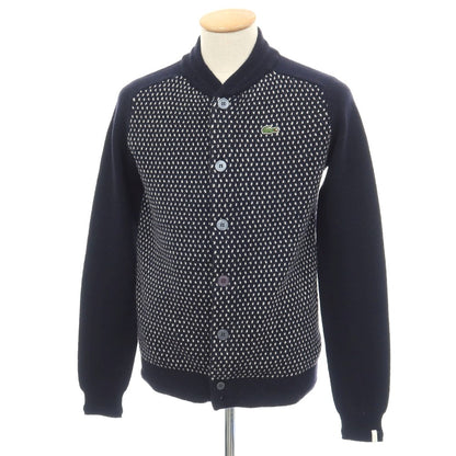 【中古】ラコステ LACOSTE L!VE ウールナイロン カーディガン ネイビーxホワイト【サイズXS】【 状態ランクC 】【 メンズ 】