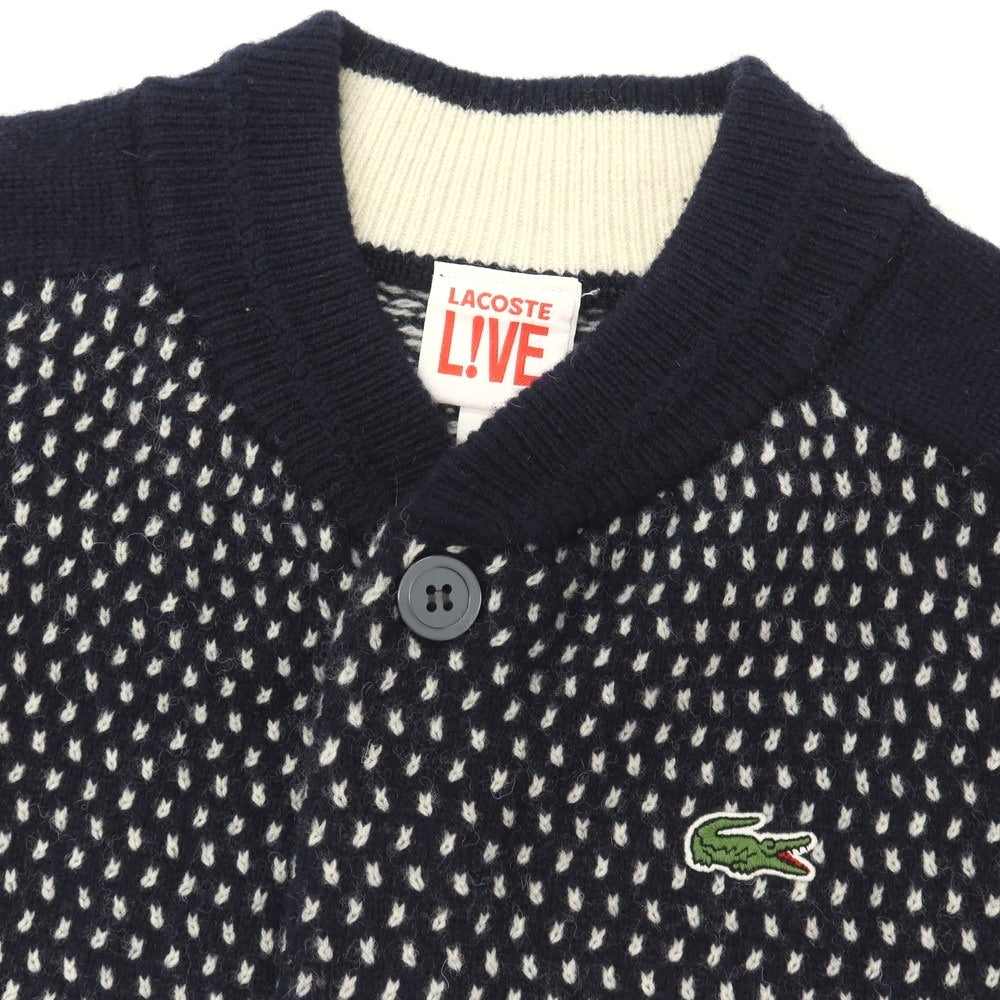 【中古】ラコステ LACOSTE L!VE ウールナイロン カーディガン ネイビーxホワイト【サイズXS】【 状態ランクC 】【 メンズ 】