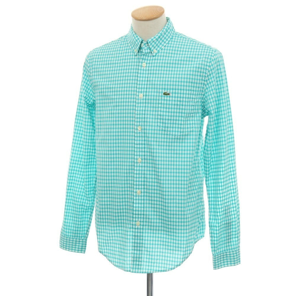 【中古】ラコステ LACOSTE コットン ギンガムチェック ボタンダウン カジュアルシャツ ターコイズxホワイト【サイズ38】【 状態ランクB 】【 メンズ 】