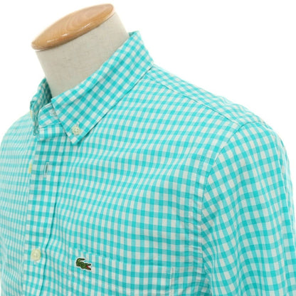 【中古】ラコステ LACOSTE コットン ギンガムチェック ボタンダウン カジュアルシャツ ターコイズxホワイト【サイズ38】【 状態ランクB 】【 メンズ 】