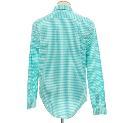 【中古】ラコステ LACOSTE コットン ギンガムチェック ボタンダウン カジュアルシャツ ターコイズxホワイト【サイズ38】【 状態ランクB 】【 メンズ 】