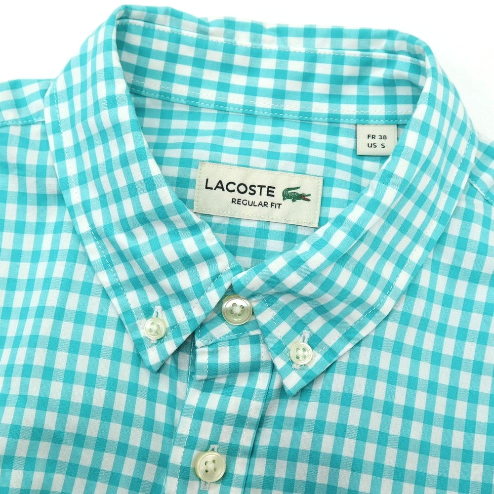 【中古】ラコステ LACOSTE コットン ギンガムチェック ボタンダウン カジュアルシャツ ターコイズxホワイト【サイズ38】【 状態ランクB 】【 メンズ 】