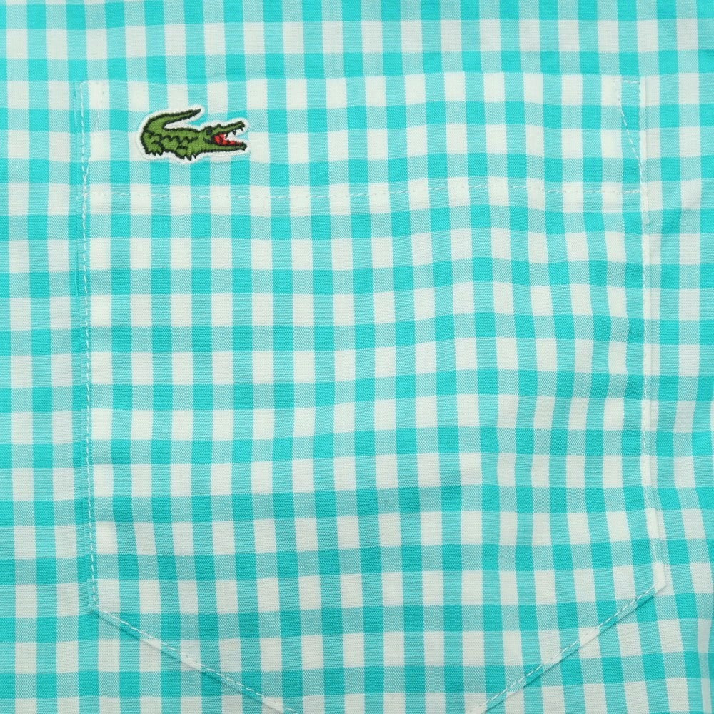 【中古】ラコステ LACOSTE コットン ギンガムチェック ボタンダウン カジュアルシャツ ターコイズxホワイト【サイズ38】【 状態ランクB 】【 メンズ 】