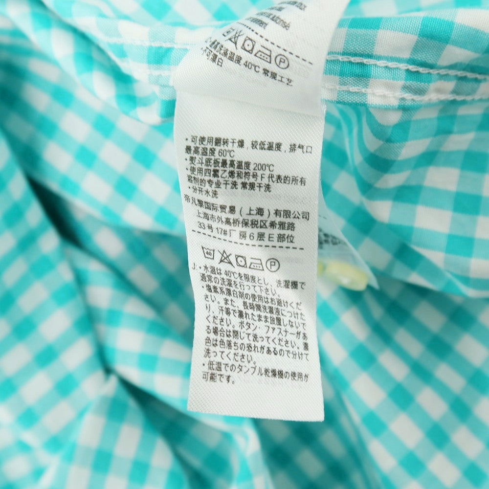 【中古】ラコステ LACOSTE コットン ギンガムチェック ボタンダウン カジュアルシャツ ターコイズxホワイト【サイズ38】【 状態ランクB 】【 メンズ 】