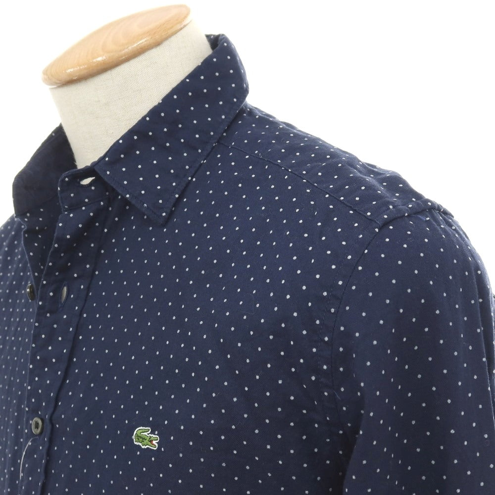 【中古】ラコステ LACOSTE コットン ドット ショートカラー カジュアルシャツ ネイビー【サイズ2】【 状態ランクB 】【 メンズ 】