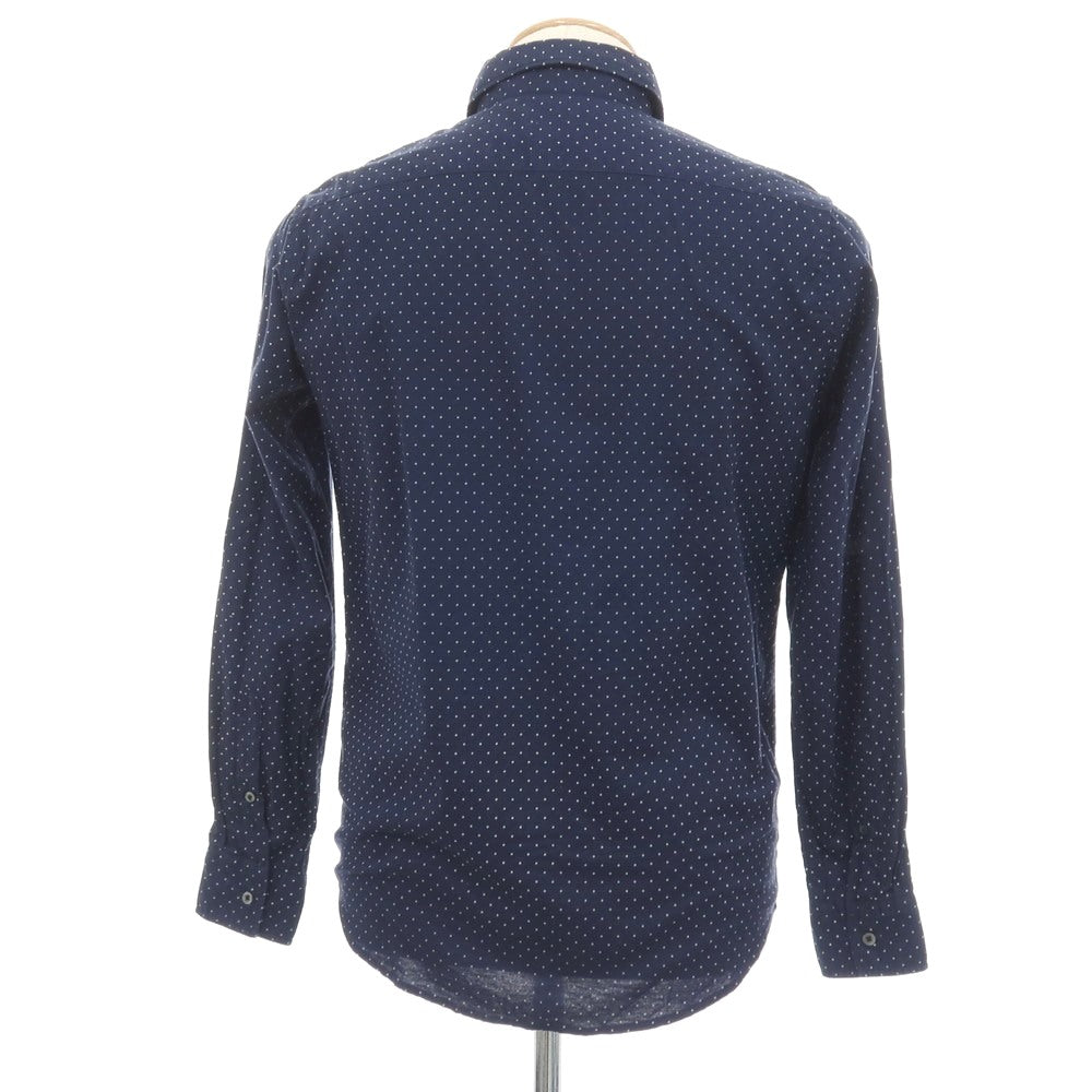 【中古】ラコステ LACOSTE コットン ドット ショートカラー カジュアルシャツ ネイビー【サイズ2】【 状態ランクB 】【 メンズ 】