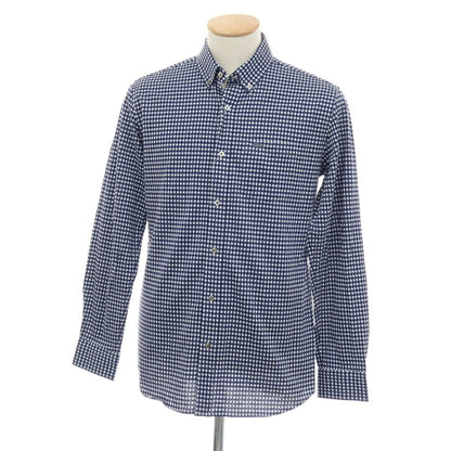 【中古】ラコステ LACOSTE コットンポリエステル チェック ボタンダウン カジュアルシャツ ネイビーxホワイト【サイズ3】【 状態ランクB 】【 メンズ 】