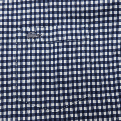 【中古】ラコステ LACOSTE コットンポリエステル チェック ボタンダウン カジュアルシャツ ネイビーxホワイト【サイズ3】【 状態ランクB 】【 メンズ 】