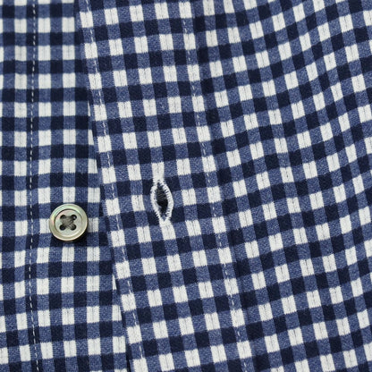 【中古】ラコステ LACOSTE コットンポリエステル チェック ボタンダウン カジュアルシャツ ネイビーxホワイト【サイズ3】【 状態ランクB 】【 メンズ 】