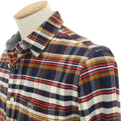 【中古】ラコステ LACOSTE コットン チェック レギュラーカラー カジュアルシャツ ネイビーxブラウン【サイズ38】【 状態ランクB 】【 メンズ 】