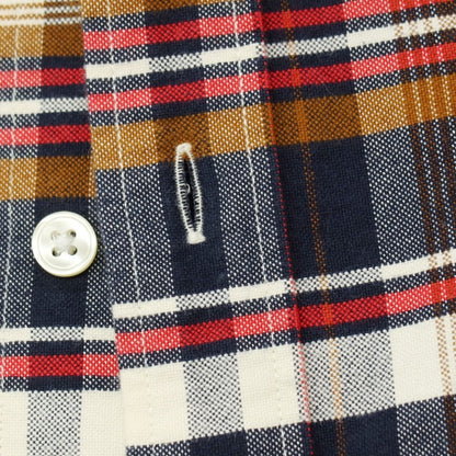 【中古】ラコステ LACOSTE コットン チェック レギュラーカラー カジュアルシャツ ネイビーxブラウン【サイズ38】【 状態ランクB 】【 メンズ 】