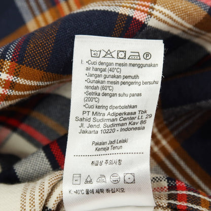 【中古】ラコステ LACOSTE コットン チェック レギュラーカラー カジュアルシャツ ネイビーxブラウン【サイズ38】【 状態ランクB 】【 メンズ 】