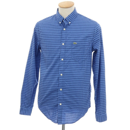 【中古】ラコステ LACOSTE コットン チェック ボタンダウン カジュアルシャツ ブルーxネイビー【サイズ38】【 状態ランクB 】【 メンズ 】